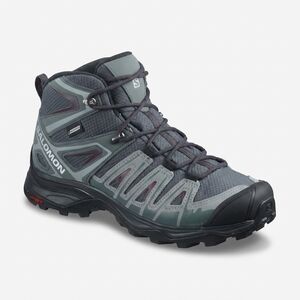 NEW SALOMON women's x ultra pioneer mid cswp hiking shoes in ebony/stormyweather